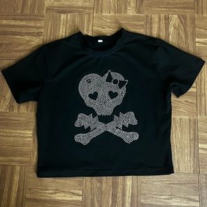 y2k skull baby tee